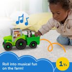Fisher-Price Little People Push & Play Tractor, Musical Toy Farm Vehicle & 2 Figures For Toddlers - Image 2