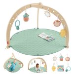 Fisher-Price Wooden Lay And Play Deluxe Activity Gym Baby Playmat With Developmental Toys