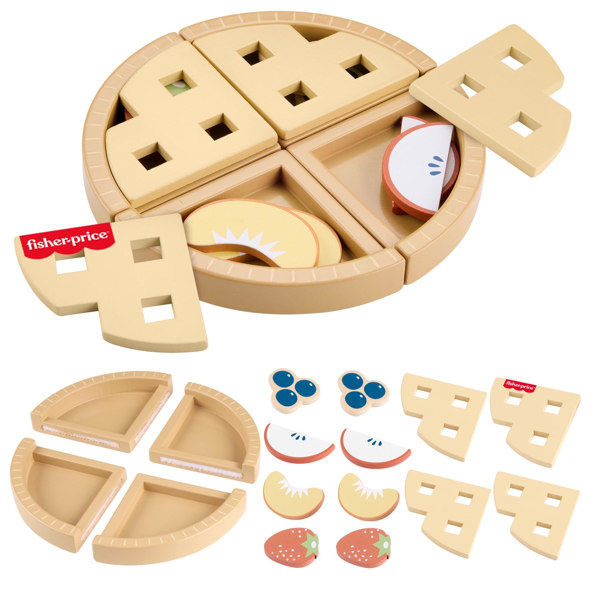 0af76808ef11a764c96e9bb2bcb3214142c888cb Fisher-Price Tiny Garden Wooden Fruit Pie, Pretend Food Puzzle Set For Kids, 16 Wood Pieces - Image 1