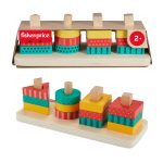 Fisher-Price Wood Toddler Toy Shape Stacker, 13-Piece Wooden Sorting Activity For Fine Motor Play Preschool Kids Ages 2+ Years