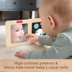 Fisher-Price Wooden Tummy Time Panel, Newborn Activity Toy With Mirror & High Contrast Designs - Image 3