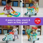 Fisher-Price Laugh & Learn 4-In-1 Snack Cart Push Walker Baby & Toddler Learning Toy, 14 Play Pieces, Multilanguage Version - Image 2