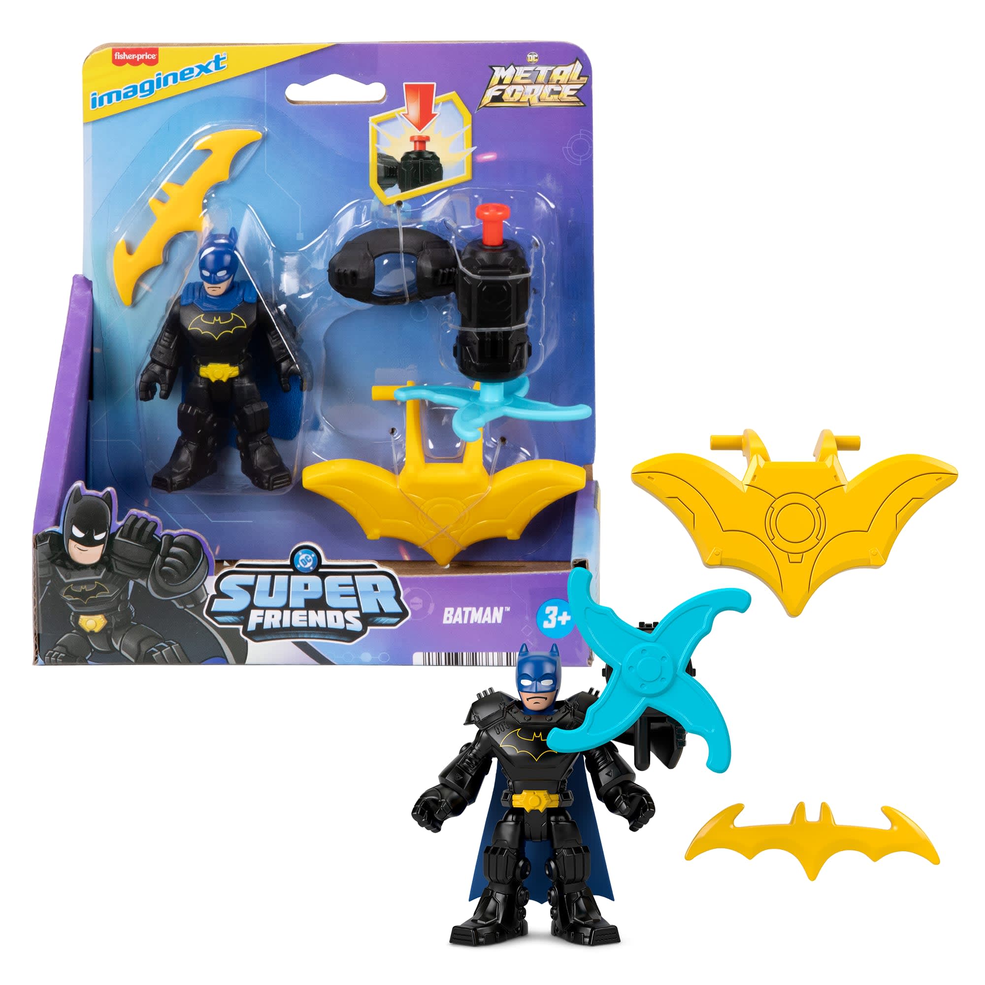 354bb29fa2df369777be1a974e0fefd05d7940ae Fisher-Price Imaginext DC Super Friends Metal Force Batman Action Figure & Accessories Set, 3-Inch - Image 1