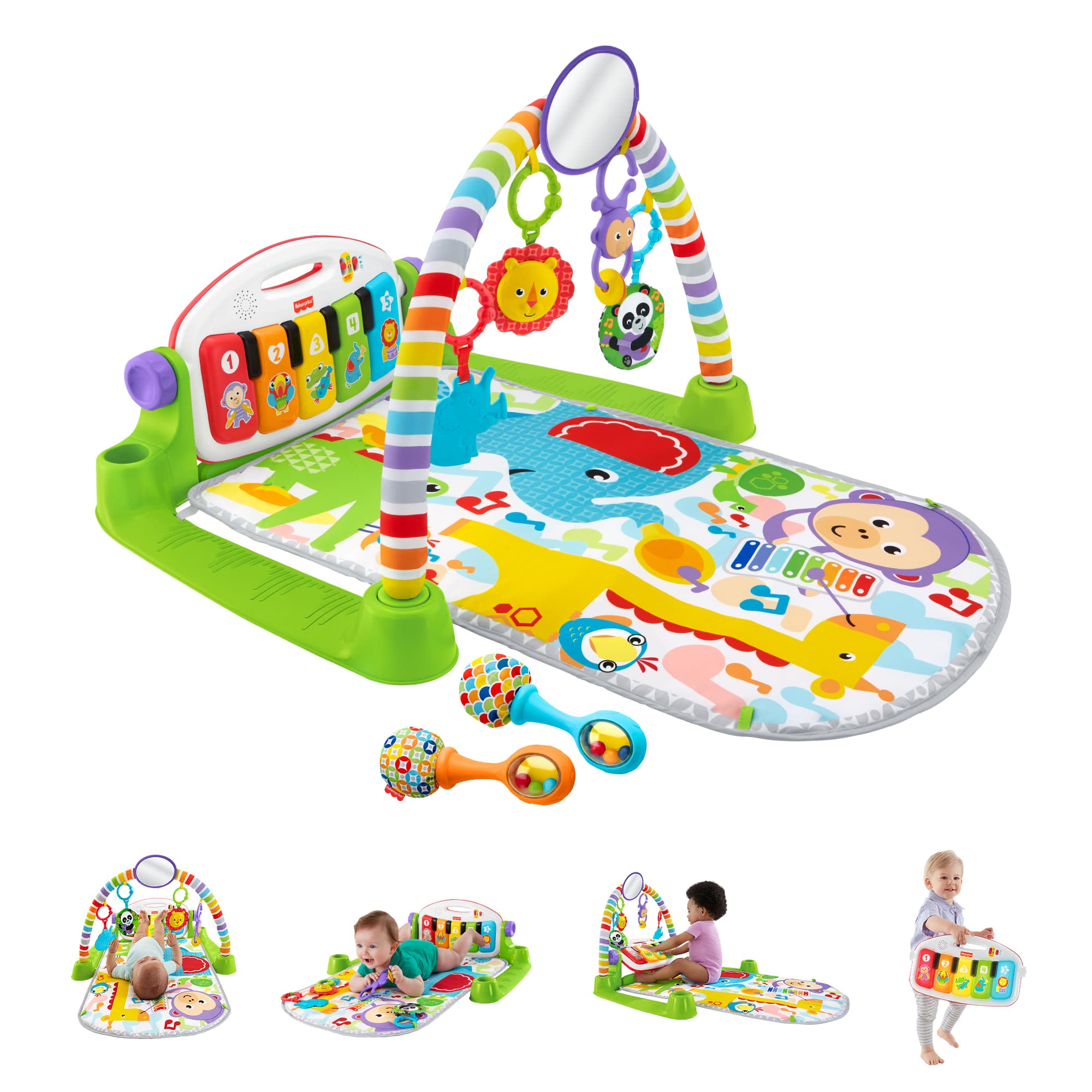 3a9d9b6f48985eb693a52d70d8a60334a1826214 Fisher-Price Deluxe Kick & Play Piano Baby Gym Learning Toy & Newborn Rattle Maracas - Image 1