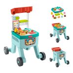 Fisher-Price Laugh & Learn 4-in-1 Snack Cart Walker Baby & Toddler Learning Toy, 14 Play Pieces, Multilanguage Version