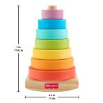 Fisher-Price Wooden Rock-A-Stack, Toddler Ring-Stacking Activity Toy With 8 Wood Pieces - Image 6