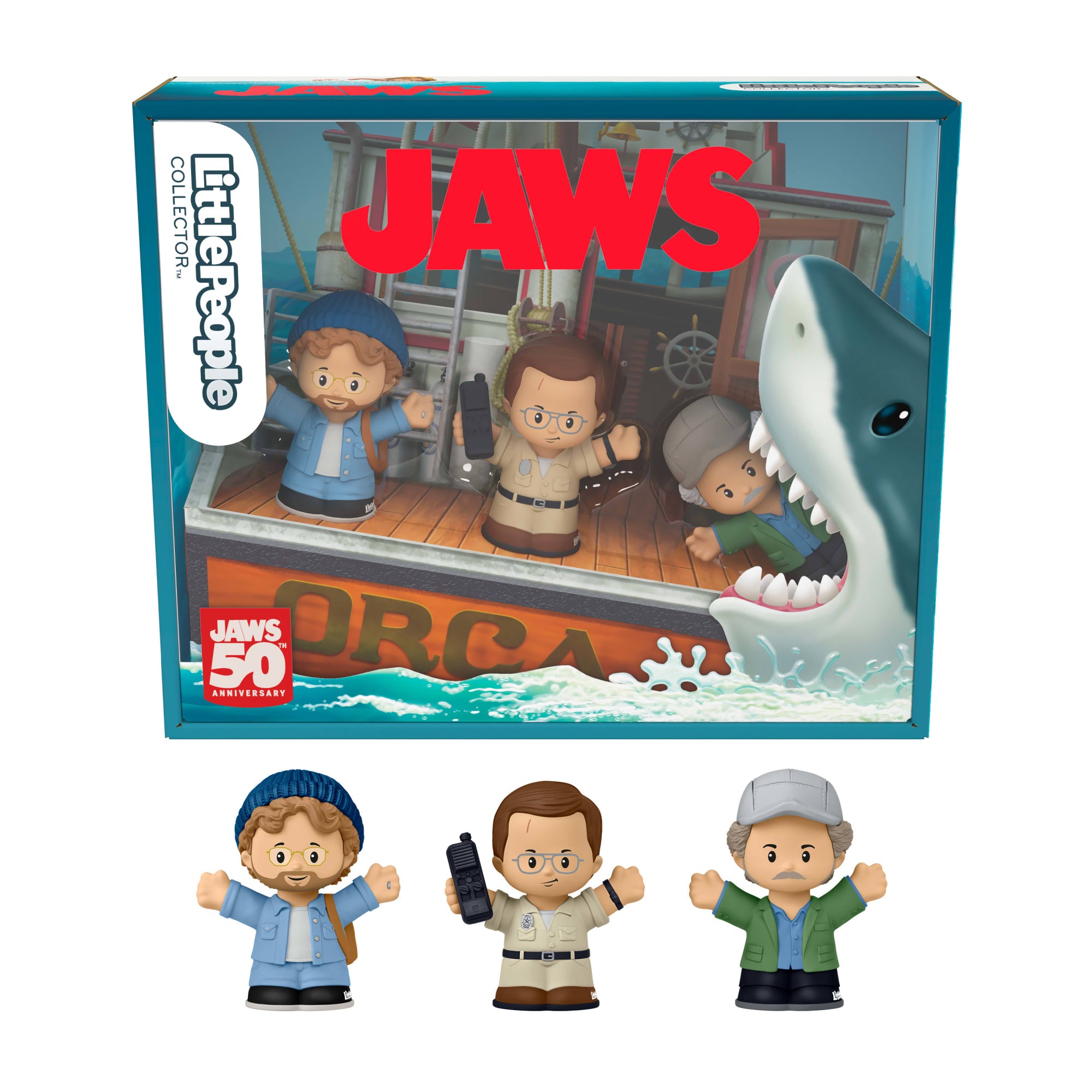 442f8b64e305200ea3c4caf6aa7d758957f0970a Little People Collector Jaws Movie Special Edition Set For Adults & Fans, 3 Figures - Image 1