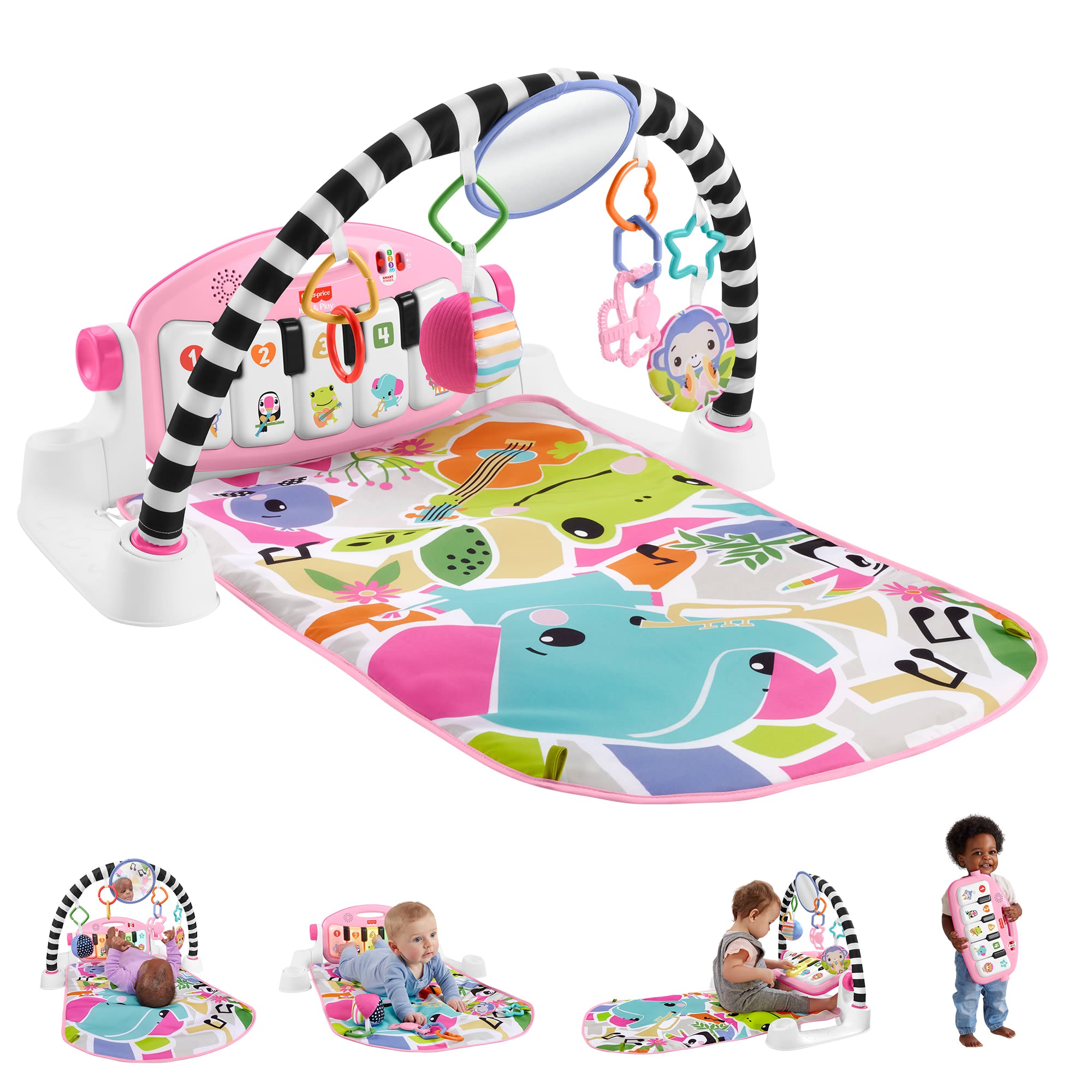 4c1744f1d5d5743ed38d8d30c8e0853afddc6ca0_1069b093-f18d-4936-8875-504abfe2c077 Fisher-Price Glow And Grow Kick & Play Piano Gym Baby Playmat With Musical Learning Toy, Pink - Image 1