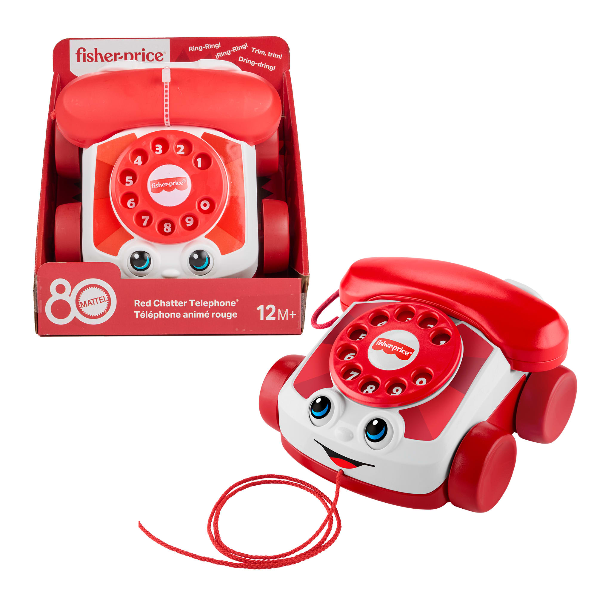 53cf9a848aeef255098625134a144c7bb373be0a_462e36ad-08bf-4ea3-8245-0137f6207560 Fisher-Price Red Chatter Telephone Baby & Toddler Pull Toy, Mattel 80Th Anniversary Edition - Image 1