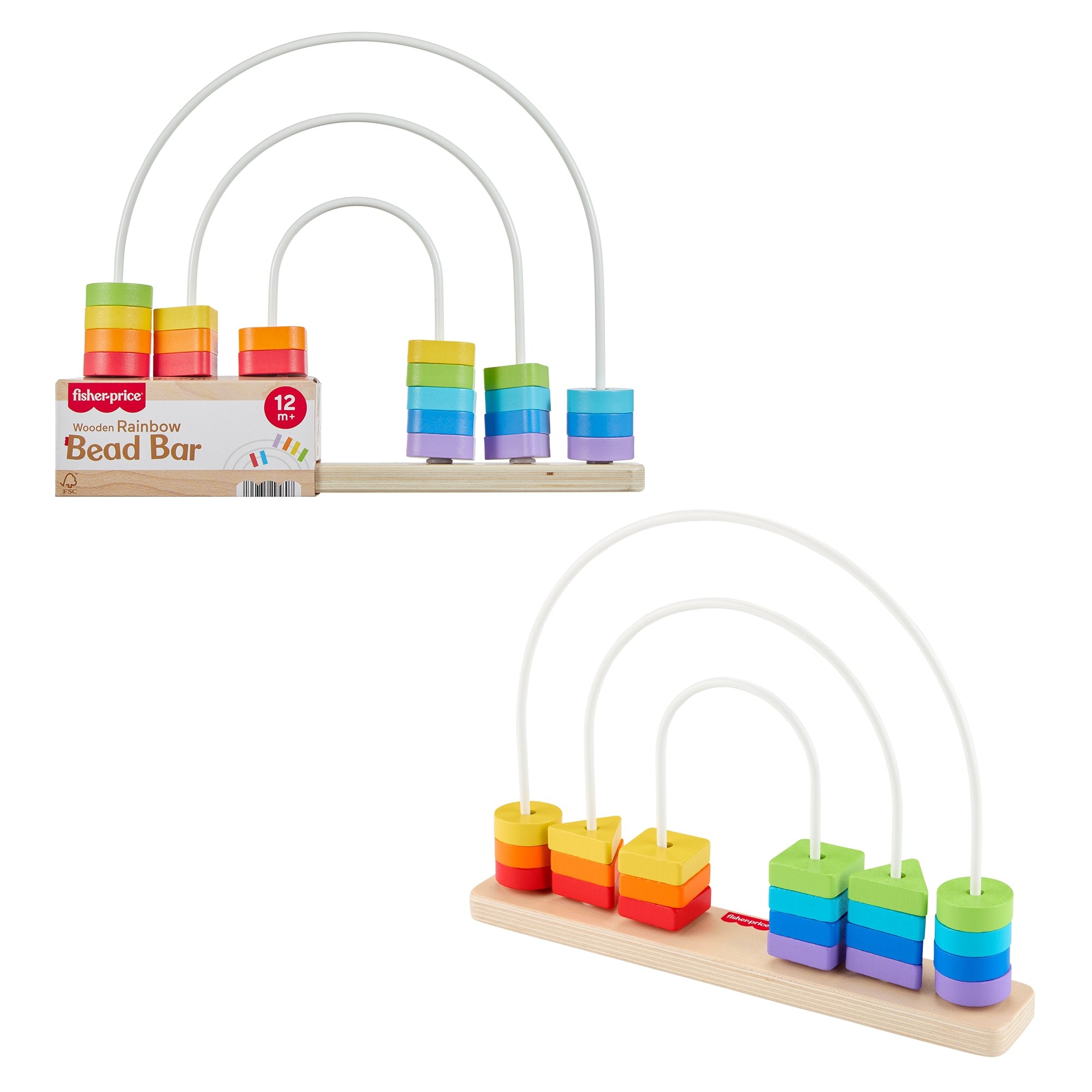 5ae6500af4518f045158cdcc2c1586d12c93f261 Fisher-Price Wooden Rainbow Bead Bar Maze, Baby & Toddler Developmental Toy, 1 Wood Piece - Image 1