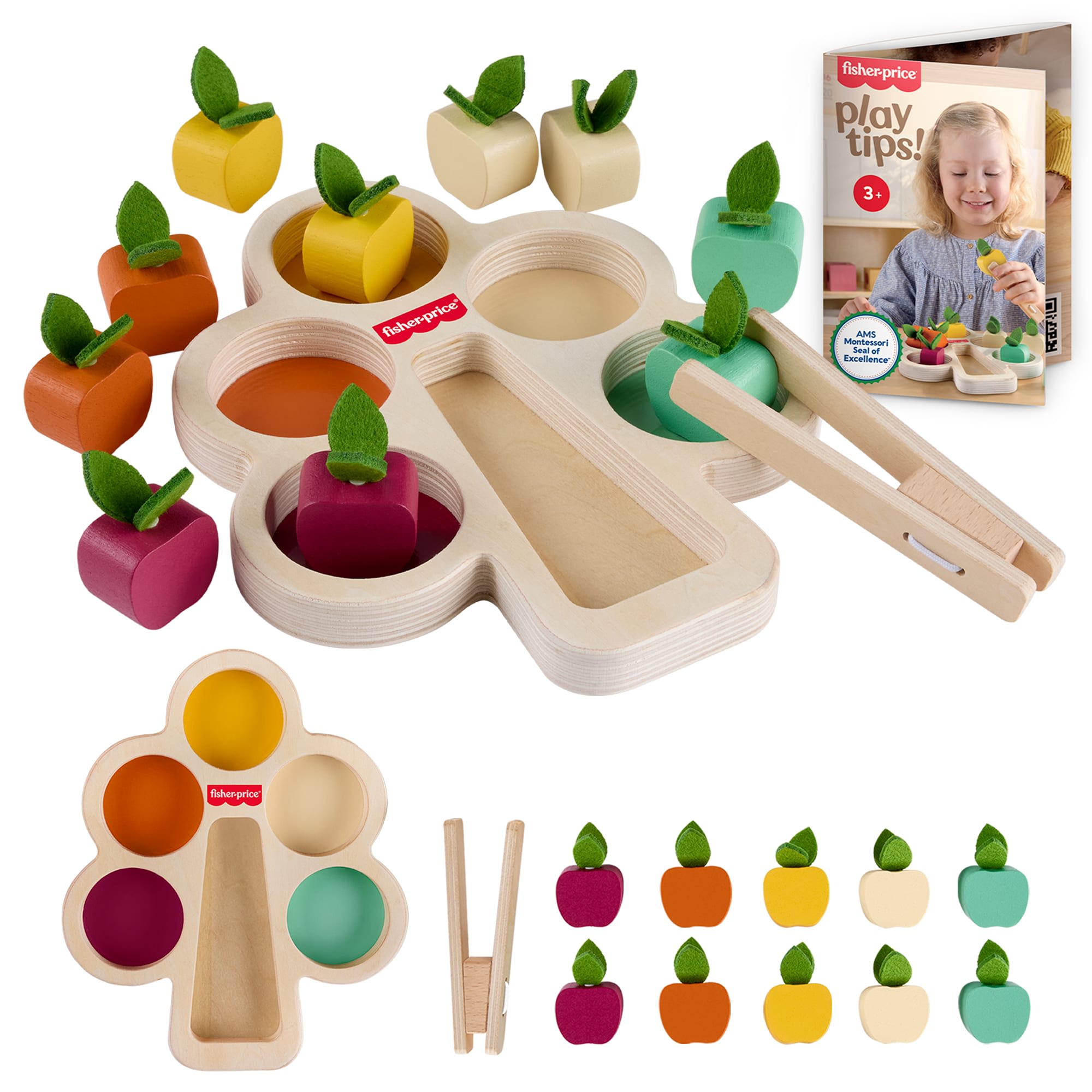 5e92df17fbf5c7c50892d128b9f9127b30923917 Fisher-Price Montessori Wooden Sorting Tree, Learning Toy & Play Tips For Toddlers, 12 Wood Pieces - Image 1