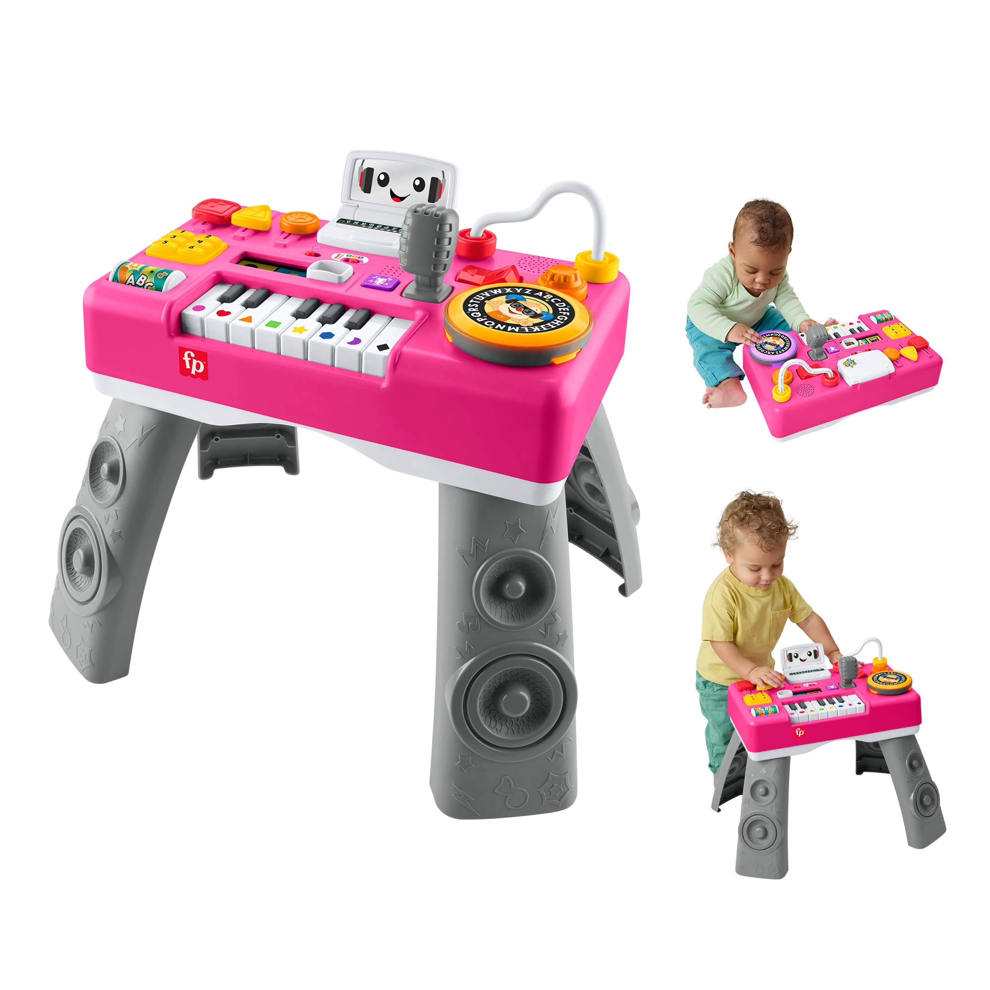 6430695769146b70505a0bf1892ba3b76fef9d37_8c9e7882-c3fd-4160-b624-b9af9712f099 Fisher-Price Laugh & Learn Mix & Learn DJ Table, Baby & Toddler Musical Learning Toy, Pink - Image 1