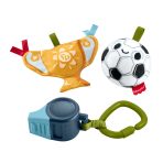 Fisher-Price Mini Me Moments Let's Goal Gift Set, 3-Piece Soccer Themed Baby Rattle & Teether Toys