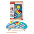 Fisher-Price Wooden Musical Table With Percussion Instrument Toys, 3 Wood Pieces