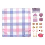 Fisher-Price Wooden Picnic Tea Set For Kids With Blanket, Wood Cups & Saucers, 18 Pieces - Image 5