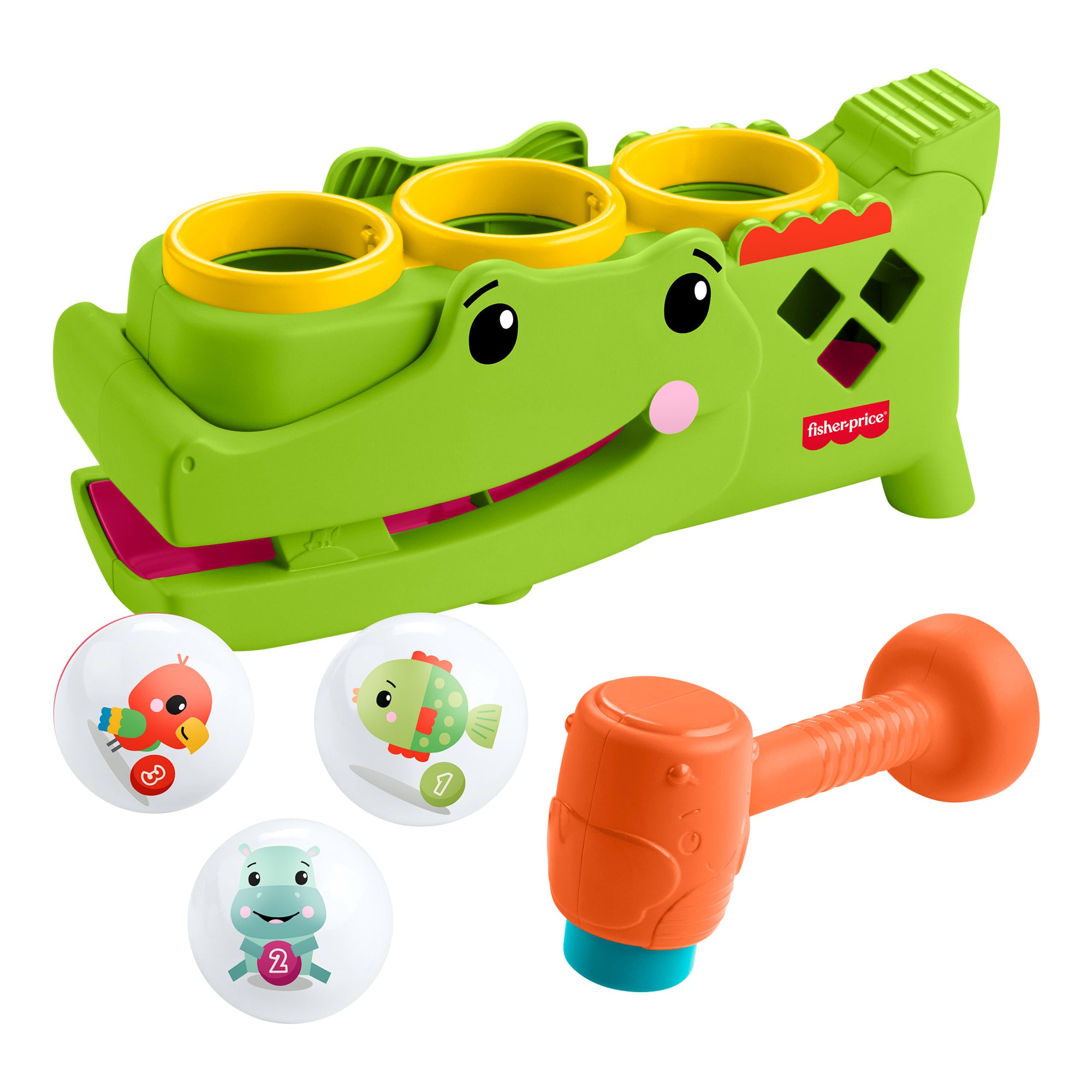 7cb943def8d52b634562759672d043be9a8b1a79 Fisher-Price Sit & Tap Rolligator, Pounding Activity Toy For Baby Crawling Play, 3 Balls & Hammer - Image 1