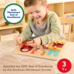 Fisher-Price Montessori Wooden Dressing Busy Board Learning Activity For Kids - Image 2