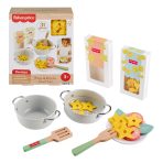 Fisher-Price Pots & Pasta Chef Set, Cooking Toy With Wooden Food For Pretend Play, 31 Pieces