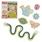 Fisher-Price Tiny Garden Wooden Lacing Activity Toy For Kids, 5 Wood Cards & 5 Laces