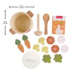 Fisher-Price Tiny Garden Wooden Veggie Soup Pretend Kitchen Play Set For Kids, 16 Wood Pieces - Image 3