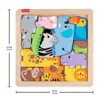 Fisher-Price Wooden Animal Puzzle, Shape-Sorting Activity For Kids, 13 Wood Pieces - Image 6