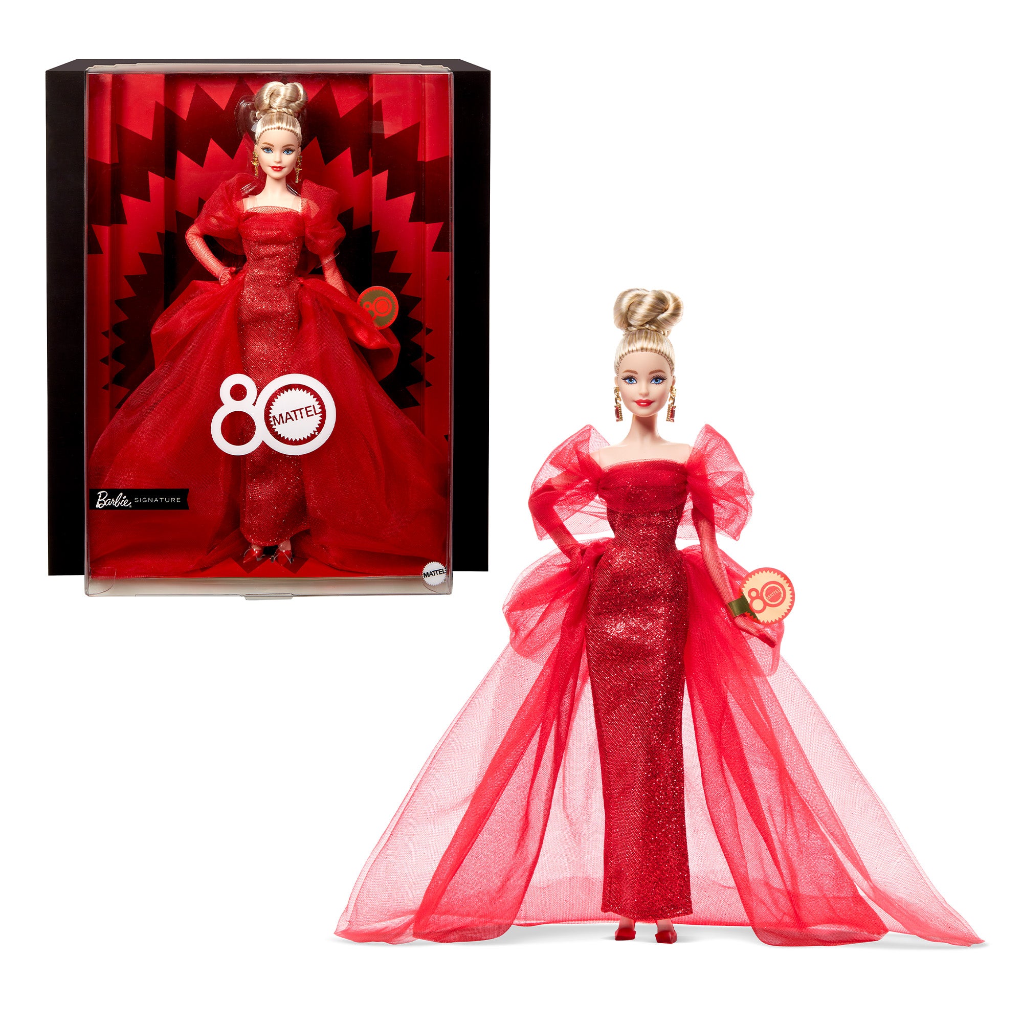 BRB_PDP_JBJ17_W_25_002_Hero.jpg Barbie Signature Mattel 80th Anniversary Barbie Doll - Blonde - Image 1