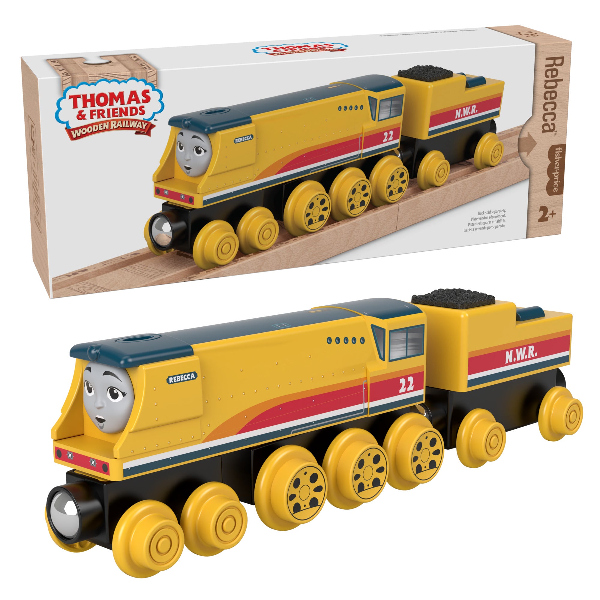 HBK14_PIP_HERO.jpg Thomas & Friends Wooden Railway Rebecca Engine and Coal-Car - Image 1