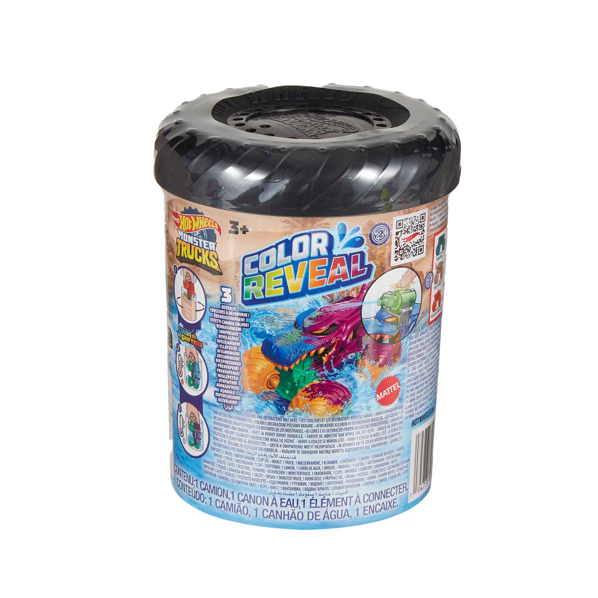 HJF39-HJF54_57932e46-4be4-4fe9-87cd-d21e441eac8f.png Hot Wheels Monster Trucks Colour Reveal Truck - Assorted* - Image 1