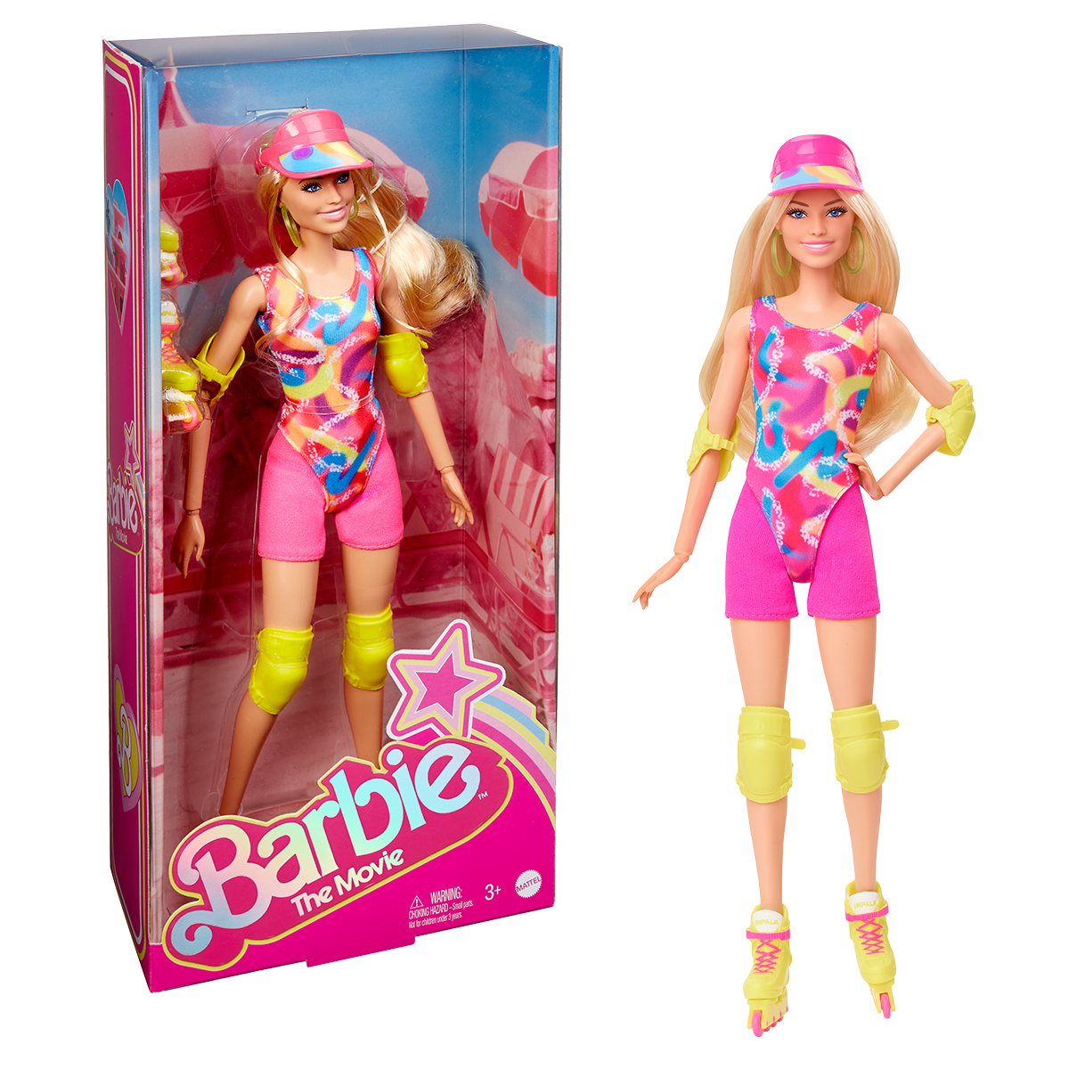 HRB04_W_23_001_HERO.png Barbie Movie Doll, Margot Robbie as Barbie in Inline Skating Outfit - Image 1
