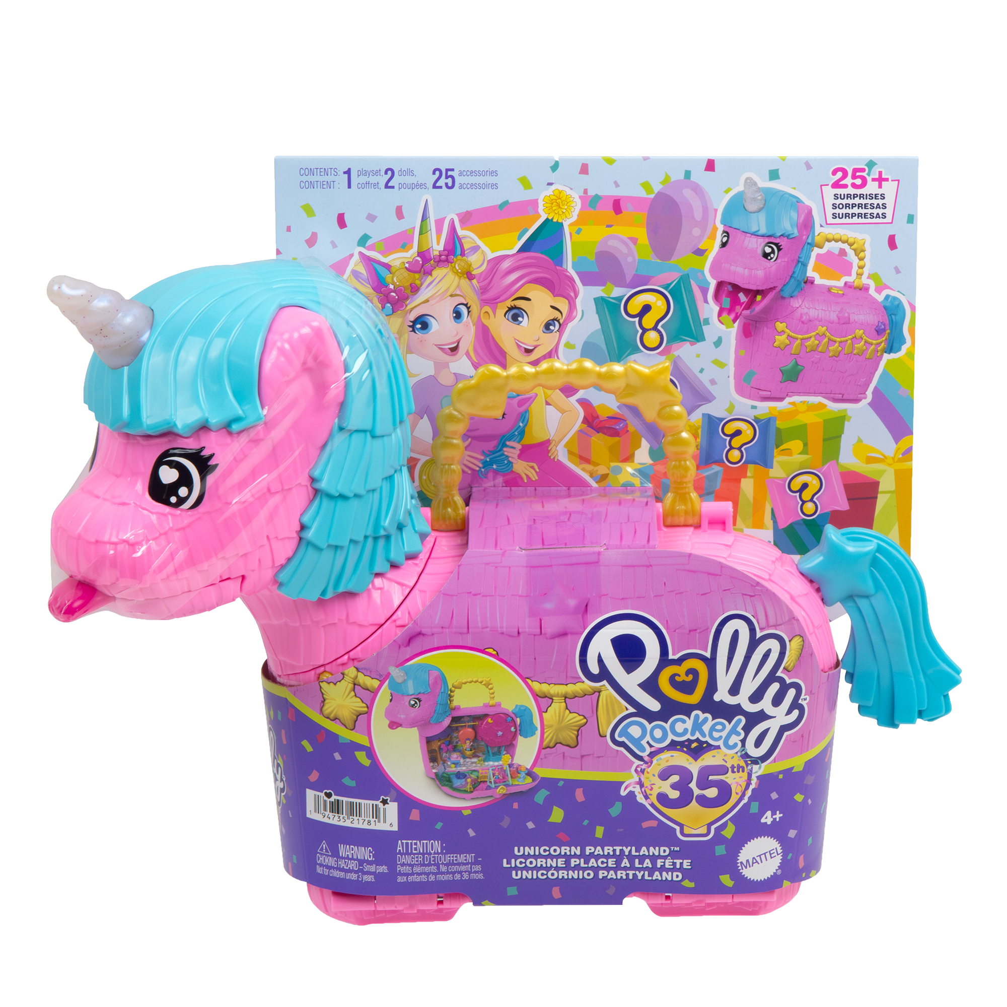 HWP07_PIP_FE_24_001_4LB2.png POLLY POCKET UNICORN PARTYLAND Playset - Image 1