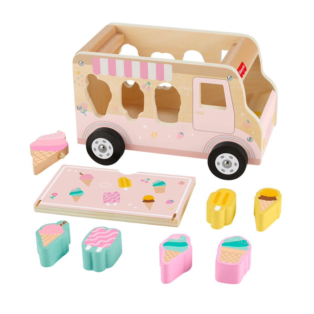 HXT86.png Fisher-Price Wooden Ice Cream Shape Sorter Set - Image 1