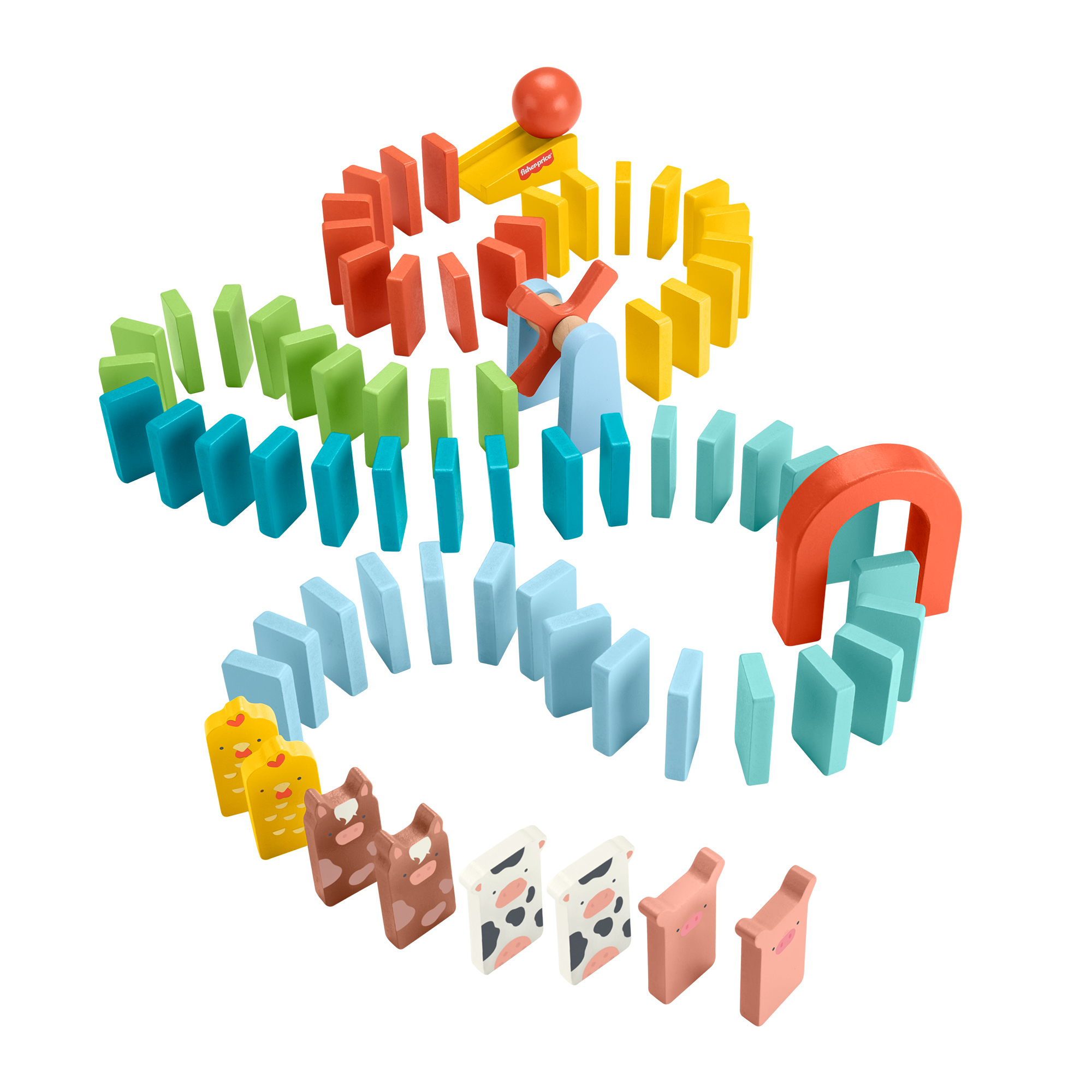 HXT96.png Fisher-Price Wooden Domino Run Playset - Image 1