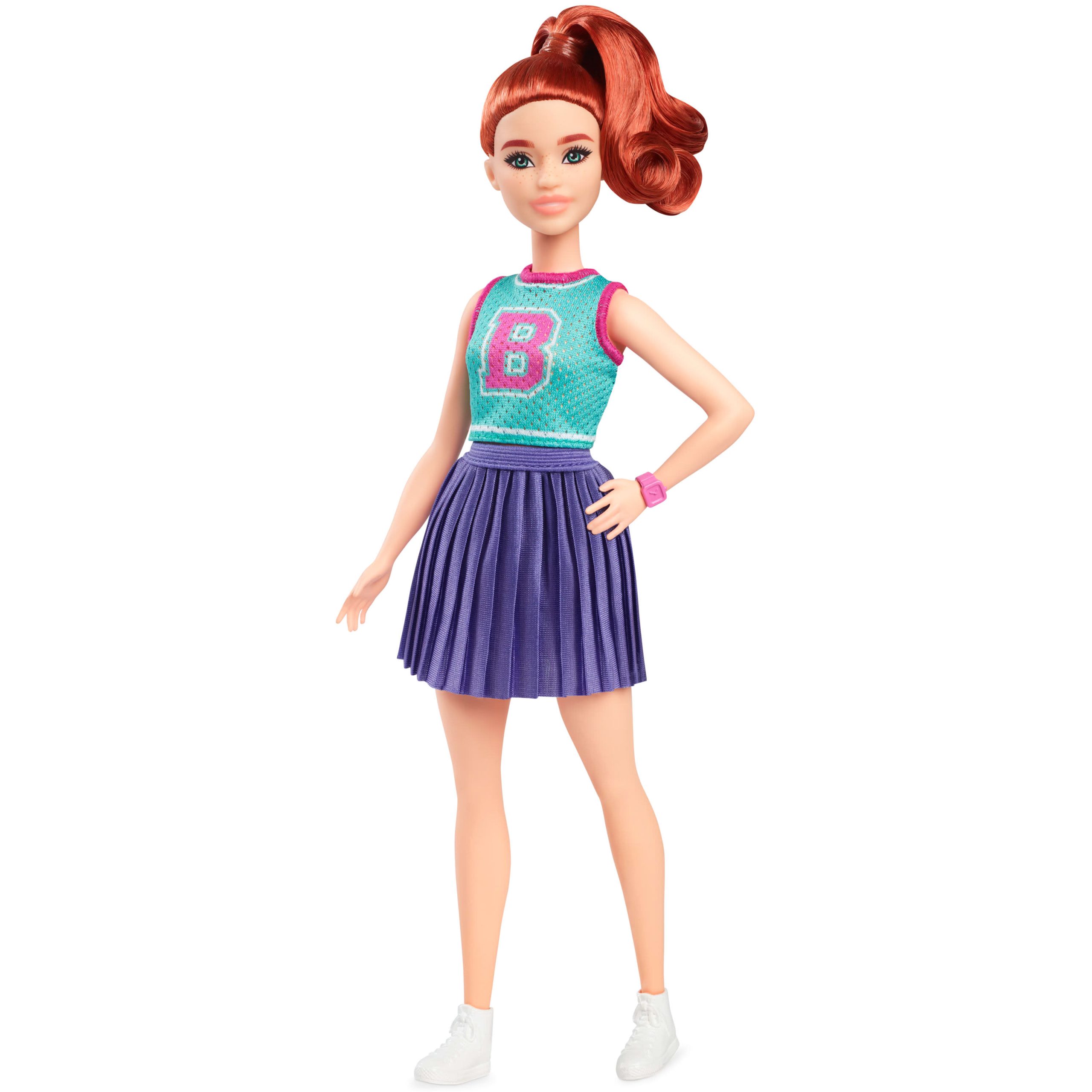 HYT90__EMEA_eRetail_Assets__without_Feature_Callouts__1.jpg Barbie Fashionistas Doll #232 in Jersey Top and Pleated Purple Skirt - Image 1