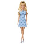 Barbie Fashionistas Doll #237 in Blue Bow Halter Dress, Blonde Ponytail with Bow Accessory - Image 4