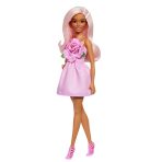 Barbie Fashionistas Doll #238 in Strapless Rose Dress, Pink Hair with Barrette Accessory