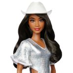 Barbie Fashionistas Doll #239 in Sparkly Silver Dress with Cowboy Hat and Boots, Black Hair - Image 2