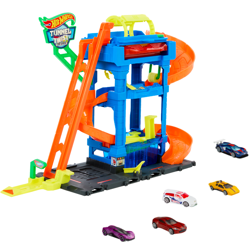 Hw_Bundles_EDM_3.png Bundle: Hot Wheels Tunnel Twist Car Wash & 5-Car Pack - Image 1