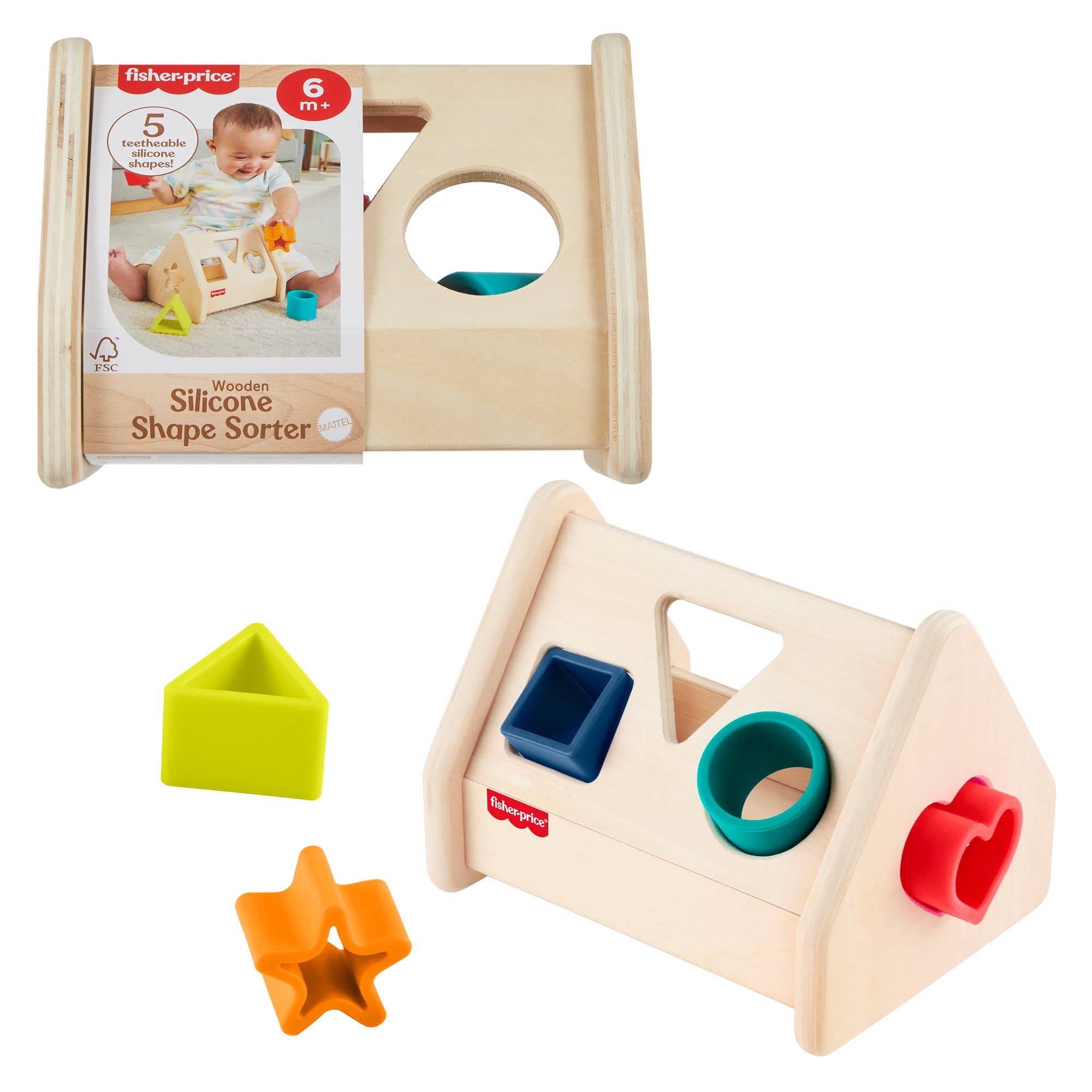 JCY41_eRetail_Assets__without_Feature_Callouts__1.jpg Fisher-Price Wooden Silicone Shape Sorter - Image 1