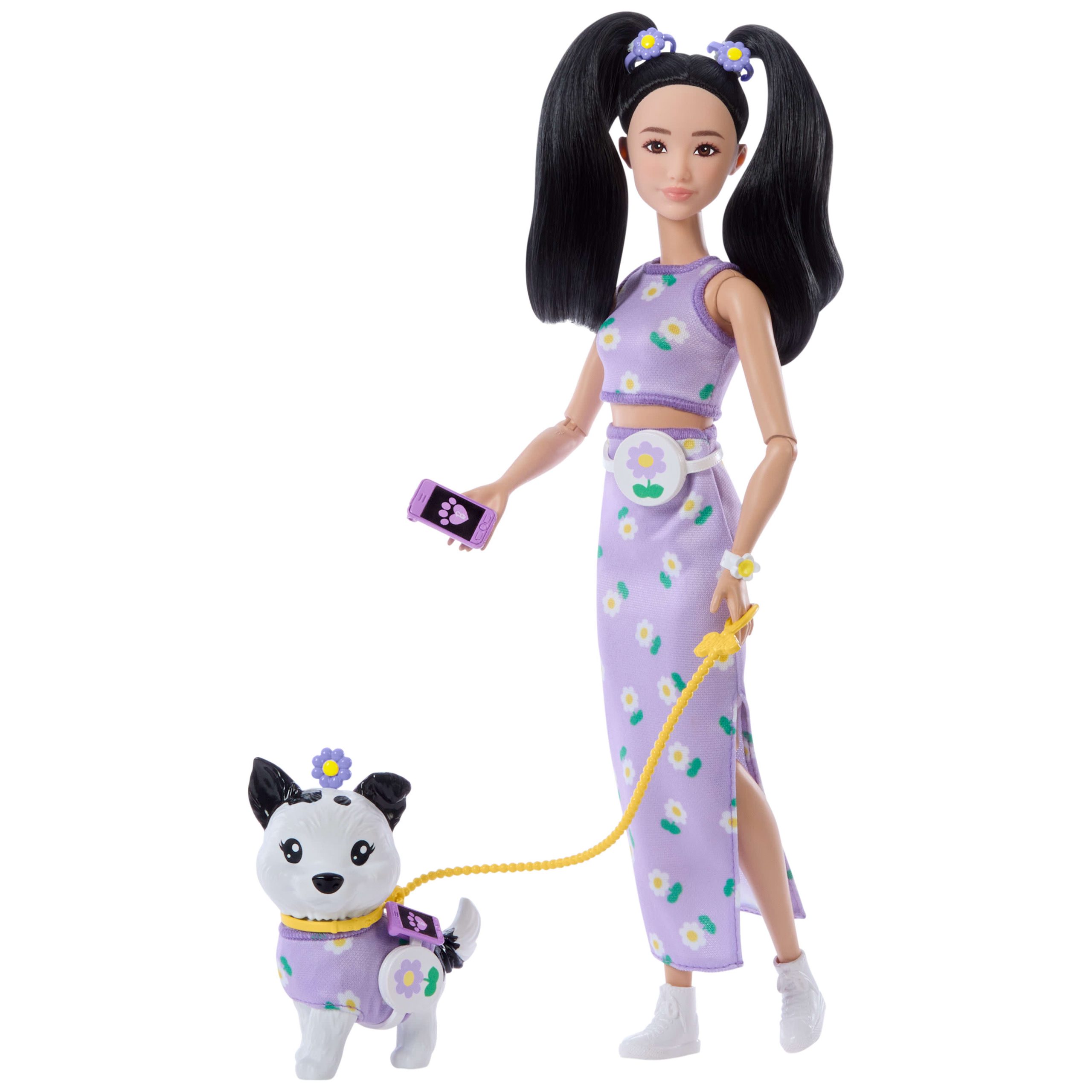 JFP39_eRetail_Assets__without_Feature_Callouts__1.jpg Barbie Twinning Looks Fashion Doll with Pet Dog - Image 1
