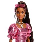 Barbie Deluxe Style Fashion Doll #6 in Metallic Coral Dress with Bubble Hem and Silvery Accessories - Image 2