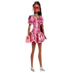 Barbie Deluxe Style Fashion Doll #6 in Metallic Coral Dress with Bubble Hem and Silvery Accessories - Image 4