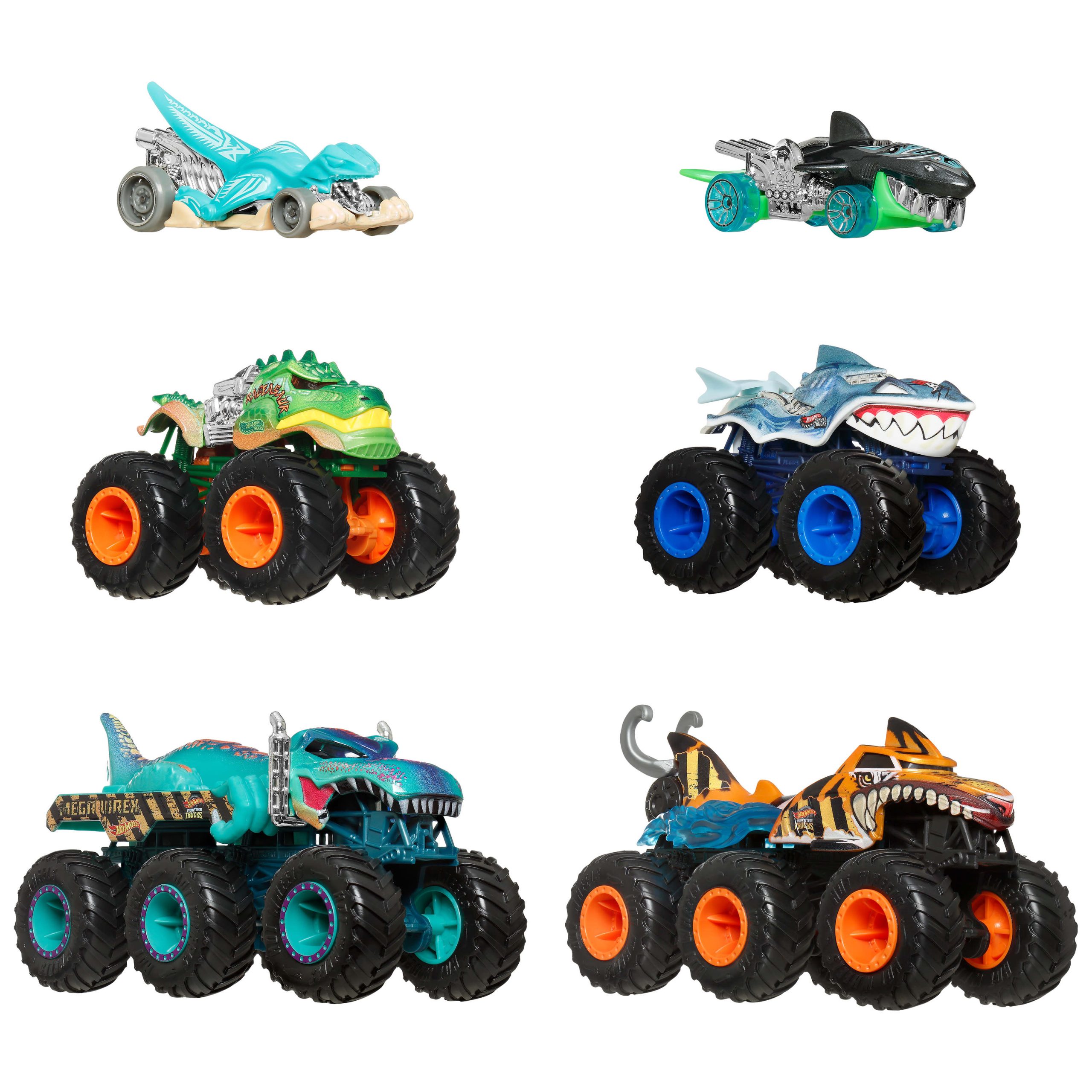JGD68_eRetail_Assets__without_Feature_Callouts__1.jpg Hot Wheels Monster Trucks Sharks vs Dinos Multipack - Image 1