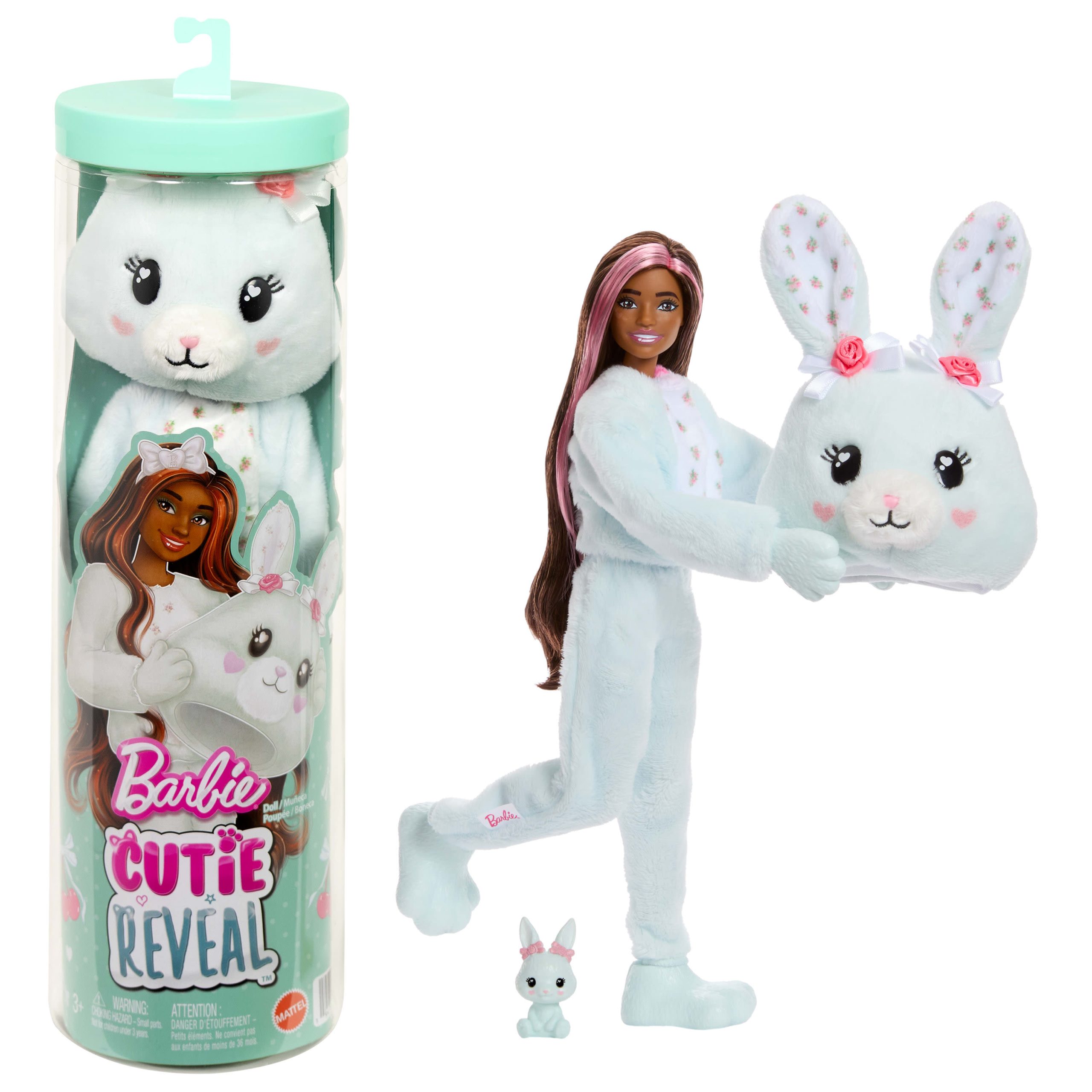 JJP65_eRetail_Assets__without_Feature_Callouts__1.jpg Care Bears Barbie Cutie Reveal Doll - Mint Bunny - Image 1