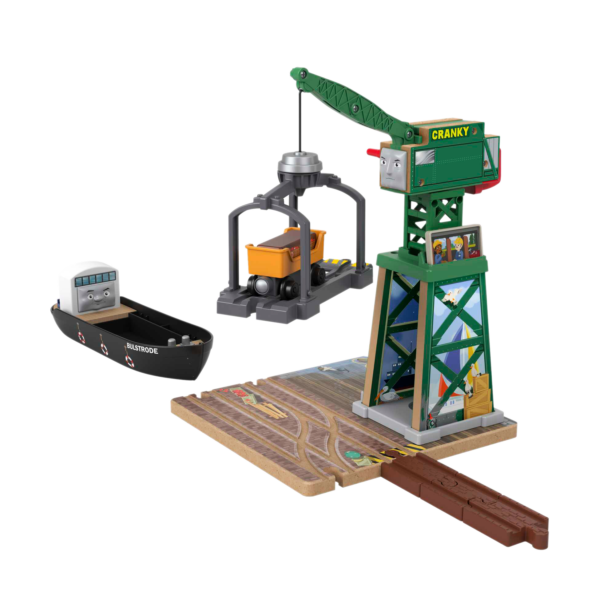 MAT-HBJ83-_1_abb57f0c-0284-4b96-9524-e5512ff99bae.png Fisher-Price Thomas & Friends Wooden Railway Brendam Docks - Image 1