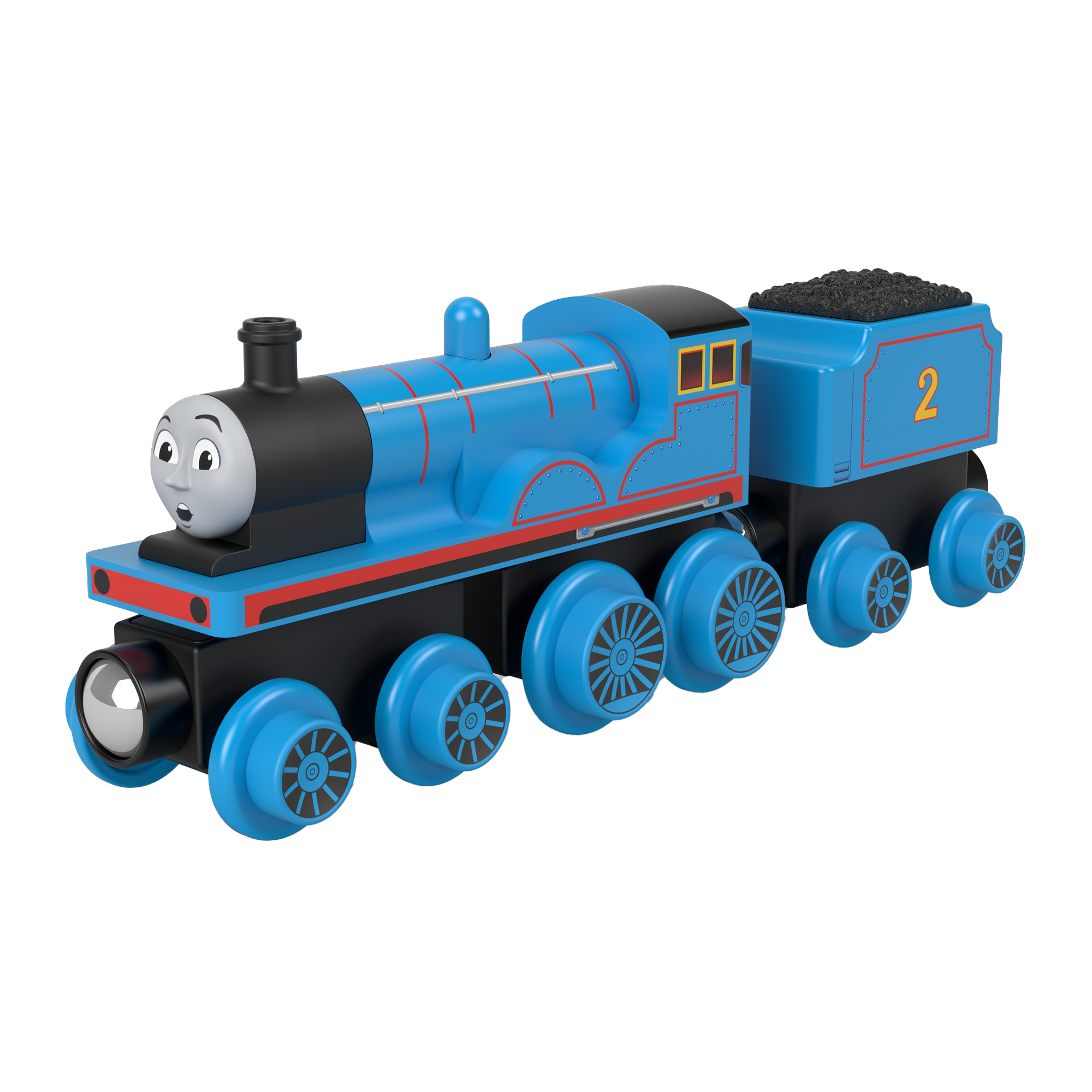 MAT-HBJ99-_1_4cfd1ebf-83b2-4f9e-b330-1ba819f1b355.png Fisher-Price Thomas & Friends Wooden Railway Edward Engine and Coal-Car - Image 1