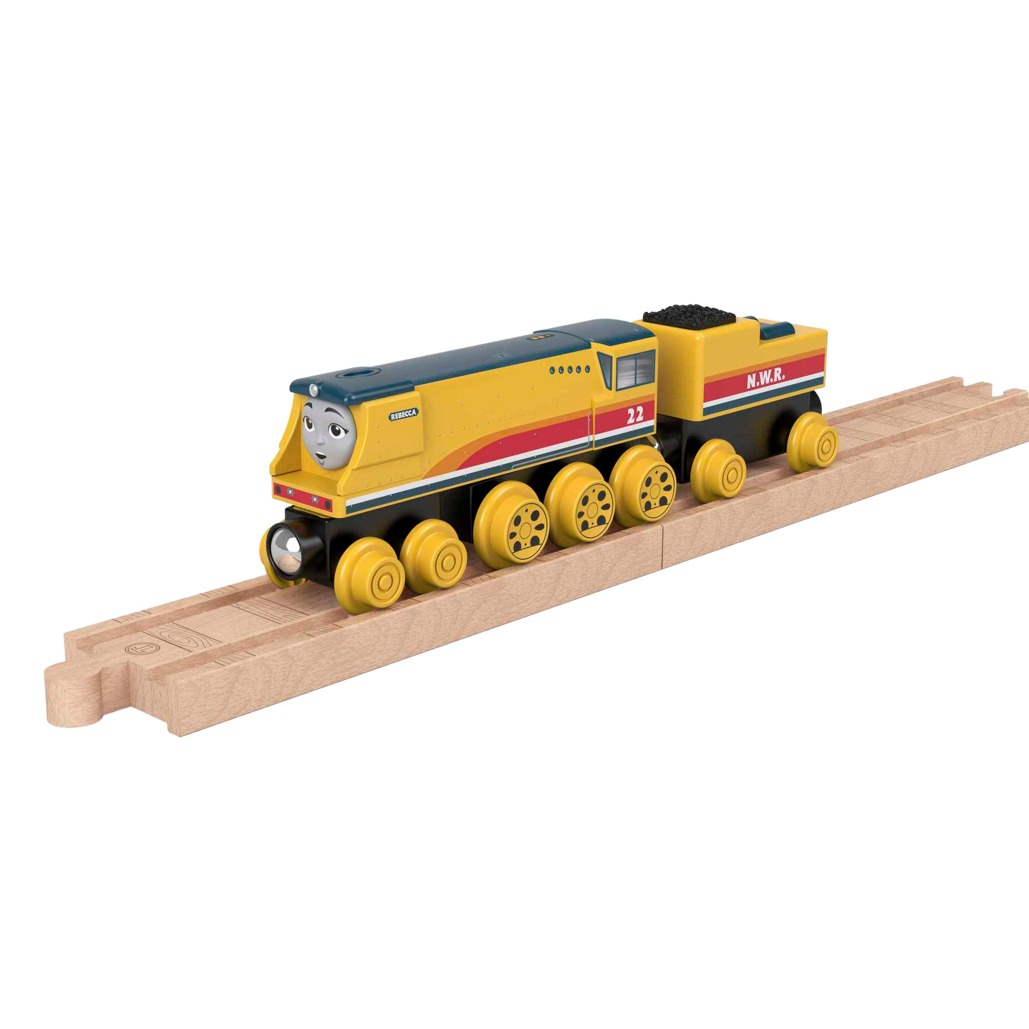 MAT-HBK14-_1_140c76ca-6ab4-4530-9114-f8895fe35161.png Fisher-Price Thomas & Friends Wooden Railway Rebecca Engine and Coal-Car- Dupliacte - Image 1