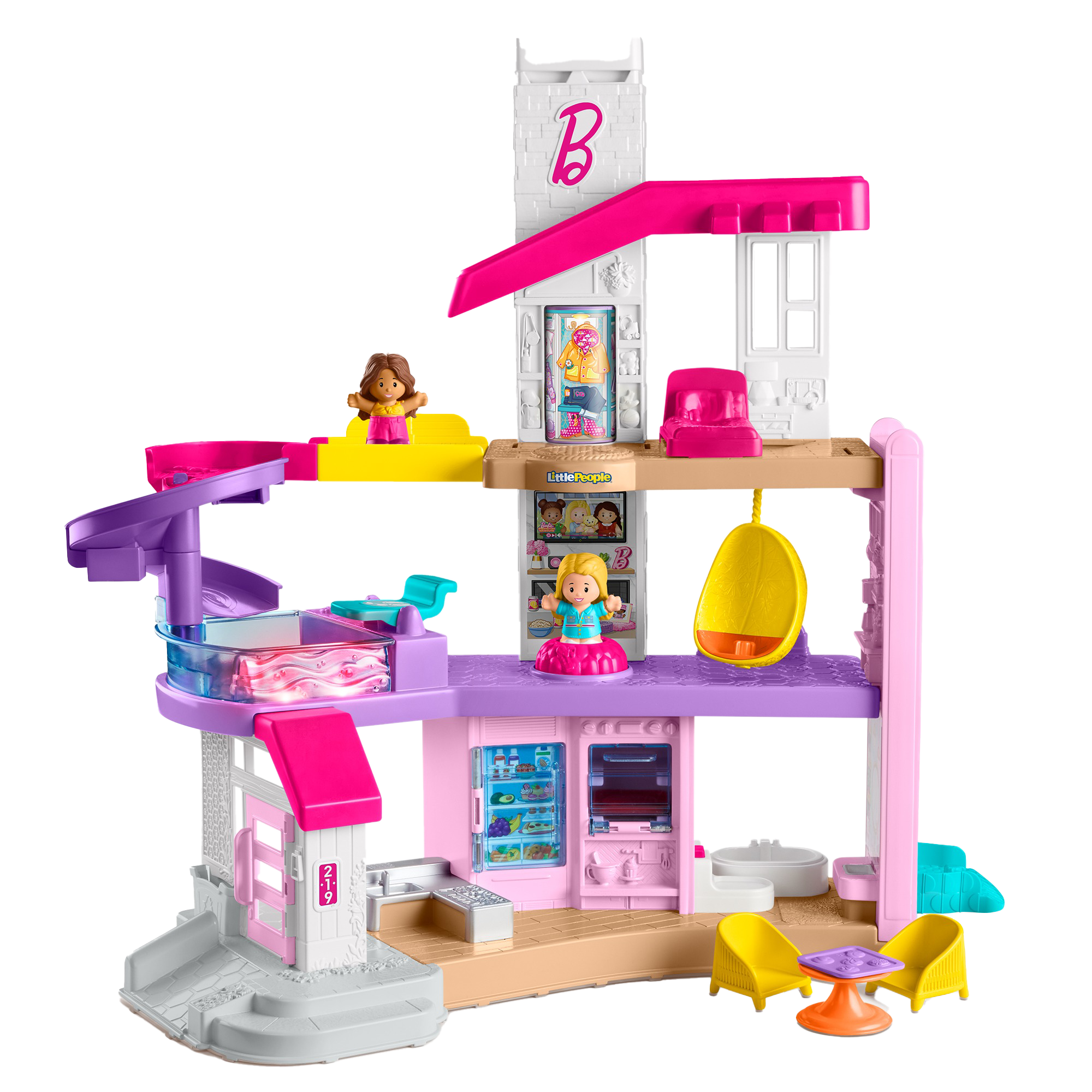 MAT-HCF61-_1_55218f87-e8cd-4c74-8ea5-5ae1afa45779.png Barbie Little Dreamhouse by Little People - Image 1