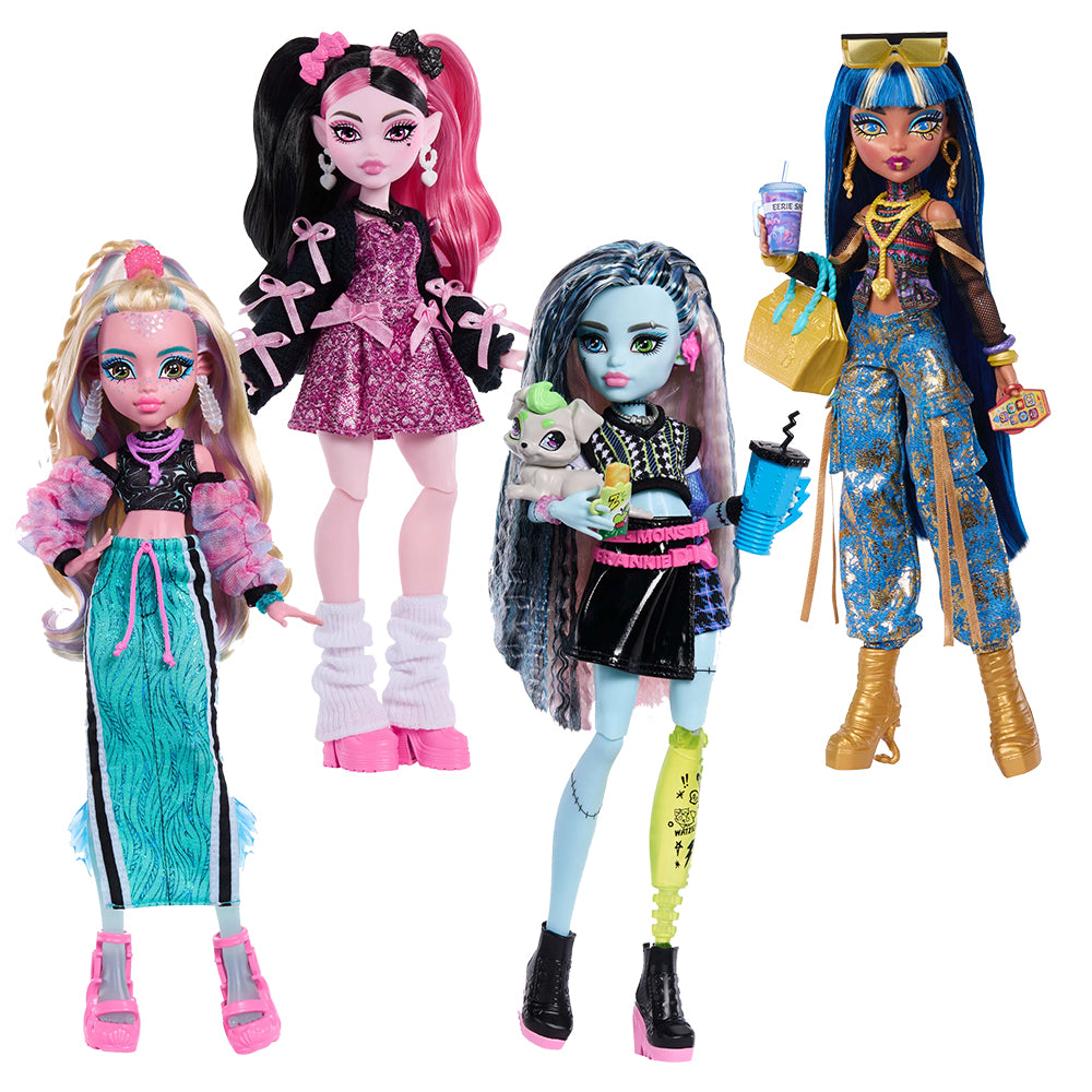MH-Bundle.jpg Bundle: Monster High - 4 Dolls; Frankie Stein, Lagoona Blue, Draculaura and Cleo De Nile - Image 1