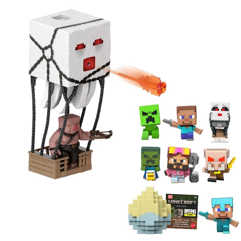 Mine_Craft_Bundle.png Bundle: Minecraft Blast Attack Ghast Action Figure Set & 2 Mini Mode Spawn Egg Surprise - Image 1