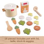 Fisher-Price Tiny Garden Wooden Veggie Soup Pretend Kitchen Play Set For Kids, 16 Wood Pieces - Image 5
